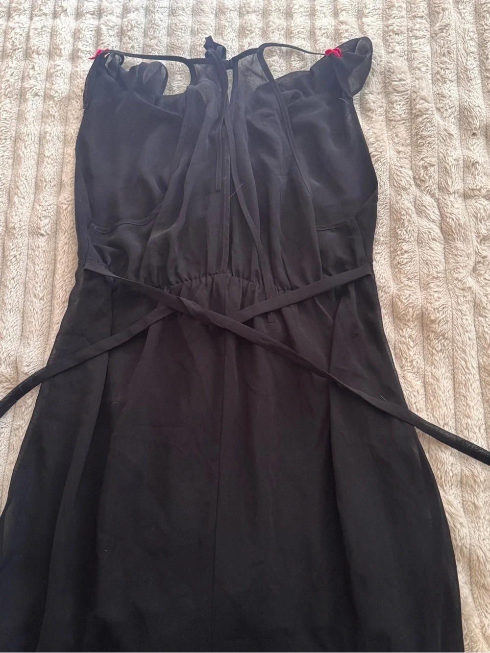Betsey Johnson Black Ruffle Slip Dress with Pink Accents